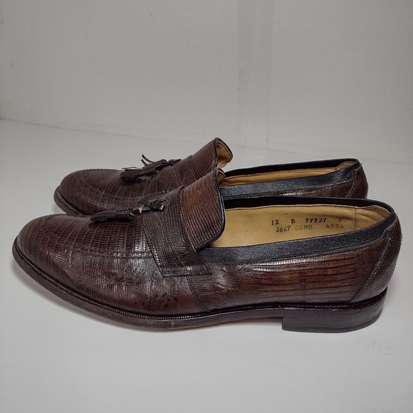 Allen Edmonds Dark Brown Lizard Skin Textured Textured Loafers Size (12) - Picture 4 of 14